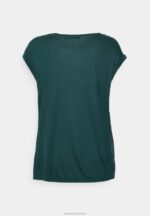 Z62T241 Women Anna Field Print T-Shirt Dark Green - Image 2