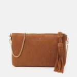 Z62T2438 Women Anna Field Leather Clutch Cognac