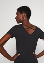Z62T249 Women Anna Field Print T-Shirt Black - Image 4