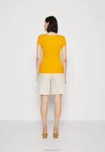 Z62T250 Women Anna Field Print T-Shirt Dark Yellow - Image 3