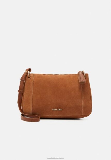 Z62T2532 Women Anna Field Leather Across Body Bag Cognac