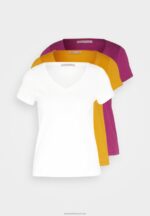 Z62T255 Women Anna Field 3 Pack Basic T-Shirt Dark Yellow/Purple/White - Image 7