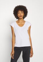 Z62T261 Women Anna Field Basic V Neck Drop Shoulder 2 Pack Basic T-Shirt Black/White - Image 2