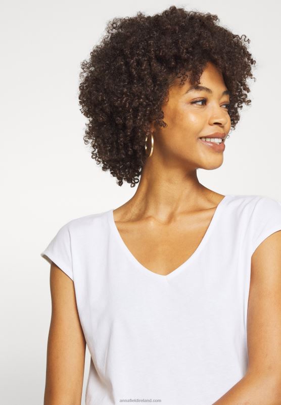 Z62T261 Women Anna Field Basic V Neck Drop Shoulder 2 Pack Basic T-Shirt Black/White - Image 6