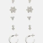 Z62T2662 Women Anna Field 5 Pack Earrings Silver-Coloured