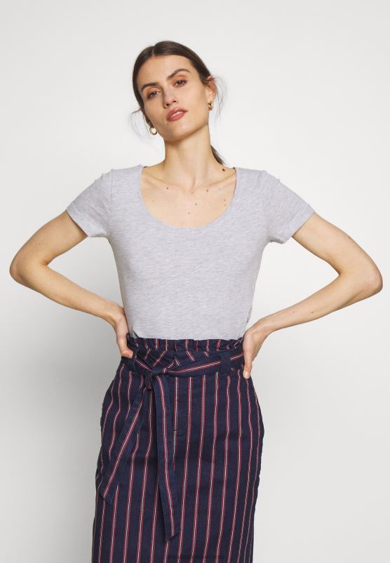 Z62T271 Women Anna Field 3 Pack Basic T-Shirt White/Navy/Light Grey Melange - Image 3