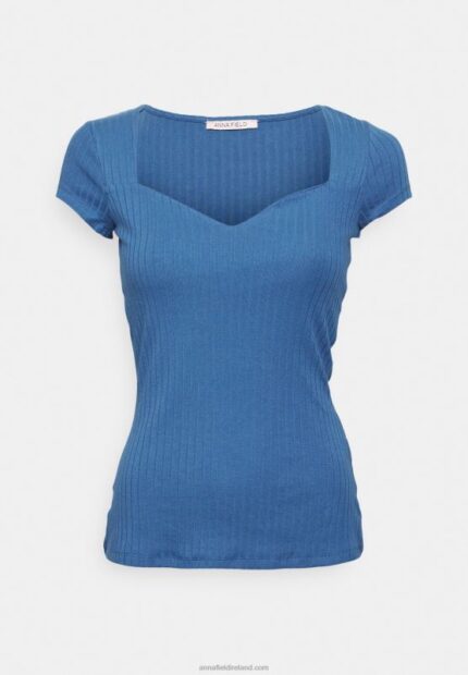 Z62T275 Women Anna Field Print T-Shirt Dark Blue