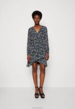 Z62T27 Women Anna Field Day Dress Black/Multi Coloured