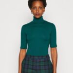 Z62T286 Women Anna Field Print T-Shirt Dark Green
