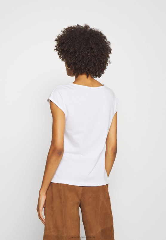 Z62T297 Women Anna Field Basic V Neck Drop Shoulder 2 Pack Basic T-Shirt White/White - Image 3