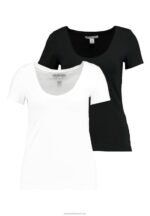Z62T300 Women Anna Field 2 Pack Basic T-Shirt White/Black - Image 4