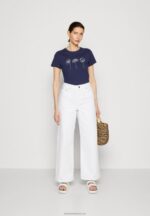 Z62T313 Women Anna Field Print T-Shirt Dark Blue - Image 2