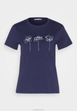 Z62T313 Women Anna Field Print T-Shirt Dark Blue - Image 5