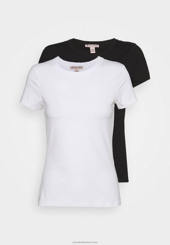 Z62T316 Women Anna Field 2 Pack Basic T-Shirt White/Black - Image 1