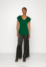 Z62T326 Women Anna Field Basic T-Shirt Dark Green - Image 2