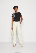 Z62T331 Women Anna Field Print T-Shirt Black - Image 2