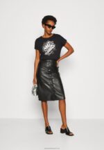Z62T332 Women Anna Field Print T-Shirt Black - Image 2