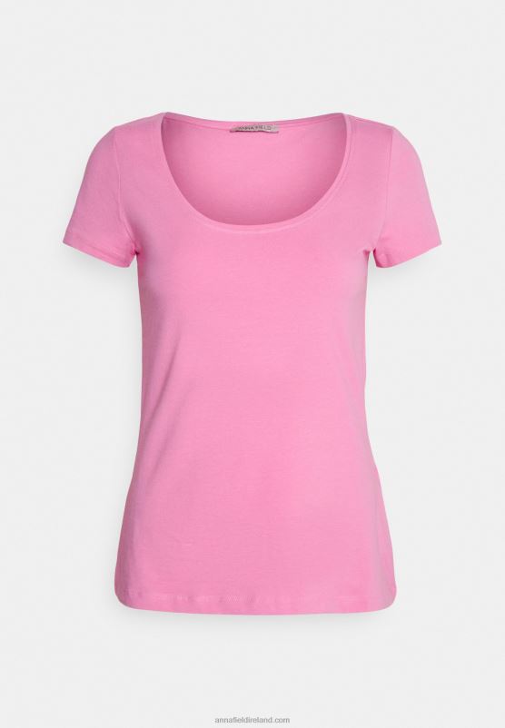 Z62T335 Women Anna Field 3 Pack Basic T-Shirt Dark Blue/Pink/Off White - Image 4