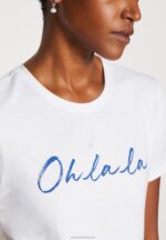 Z62T347 Women Anna Field Print T-Shirt White - Image 6
