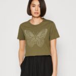 Z62T349 Women Anna Field Print T-Shirt Green