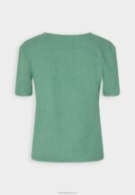 Z62T359 Women Anna Field Print T-Shirt Dark Green - Image 6