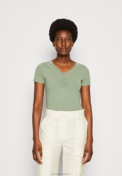 Z62T360 Women Anna Field Print T-Shirt Light Green