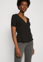 Z62T361 Women Anna Field Print T-Shirt Black - Image 4