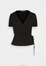 Z62T361 Women Anna Field Print T-Shirt Black - Image 5