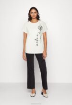 Z62T370 Women Anna Field Print T-Shirt Off-White - Image 2