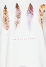 Z62T372 Women Anna Field Print T-Shirt White - Image 3
