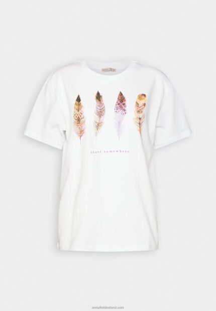 Z62T372 Women Anna Field Print T-Shirt White