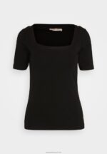 Z62T375 Women Anna Field Print T-Shirt Black - Image 5