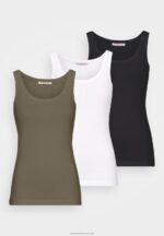 Z62T397 Women Anna Field Basic Tank 3Er Pack Top Black/White /Khaki - Image 7