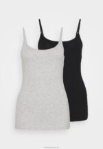 Z62T431 Women Anna Field 2 Pack Top Black/Mottled Light Grey