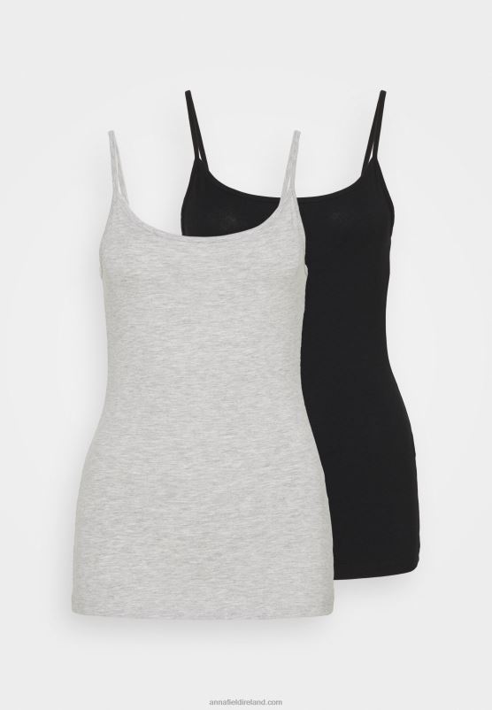 Z62T431 Women Anna Field 2 Pack Top Black/Mottled Light Grey - Image 1