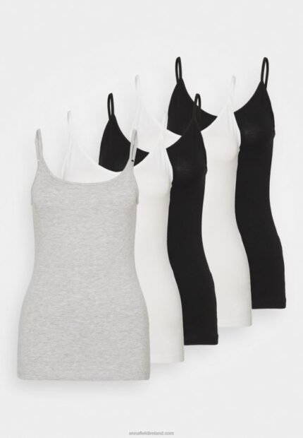 Z62T445 Women Anna Field 5 Pack Top Black/White/Mottled Light Grey