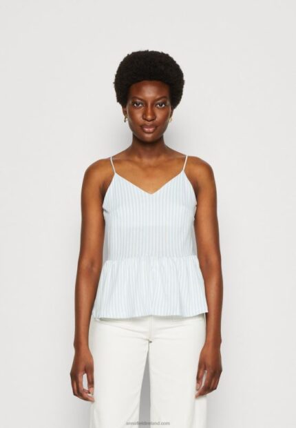 Z62T450 Women Anna Field Top Light Blue/White