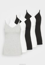 Z62T481 Women Anna Field 5 Pack Top Black/White/Mottled Light Grey - Image 8
