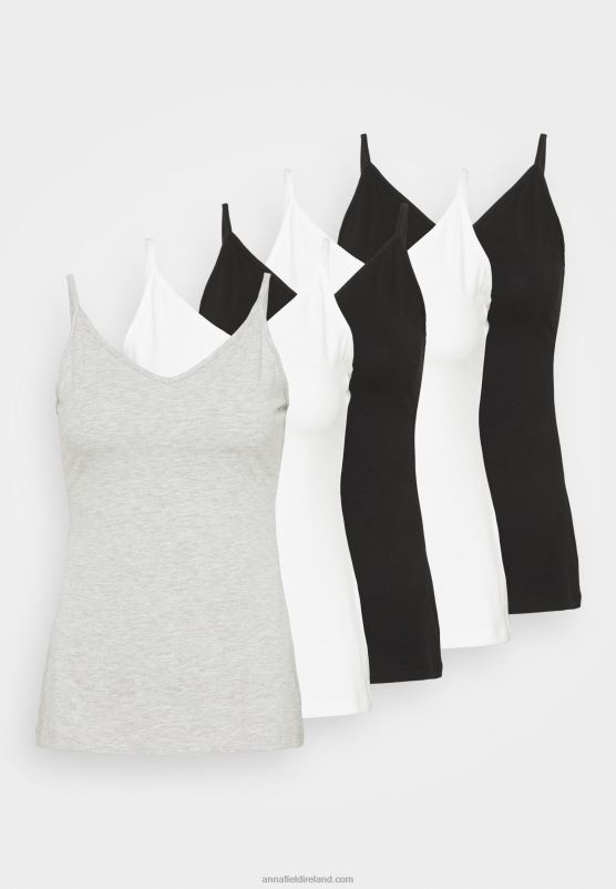 Z62T481 Women Anna Field 5 Pack Top Black/White/Mottled Light Grey - Image 8