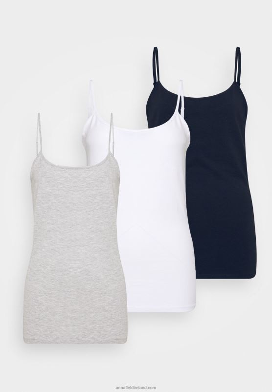 Z62T484 Women Anna Field 3Er Pack Top White/Navy/Light Grey - Image 6