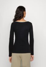Z62T520 Women Anna Field Long Sleeved Top Black - Image 3
