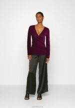 Z62T535 Women Anna Field Long Sleeved Top Dark Red - Image 2