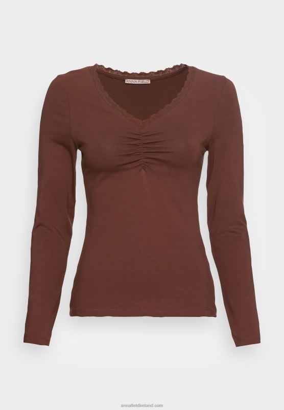 z62t565_women_anna_field_long_sleeved_top_brown.jpg Z62T565 Women Anna Field Long Sleeved Top Brown - Image 1