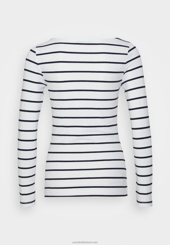 Z62T587 Women Anna Field 2 Pack Long Sleeved Top White/Navy - Image 3