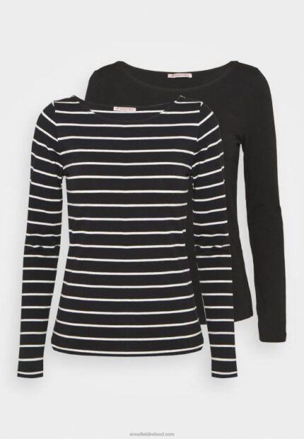 Z62T591 Women Anna Field 2 Pack Long Sleeved Top Black