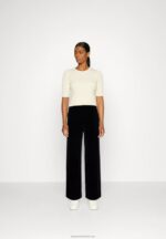 Z62T621 Women Anna Field Velvet Wide Leg Trousers Trousers Black - Image 2