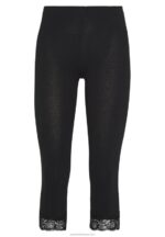 Z62T655 Women Anna Field Capri Leggings With Lace Leggings Trousers Black - Image 5
