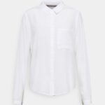 Z62T668 Women Anna Field Basic Blouse With Pocket Button-Down Blouse Off-White