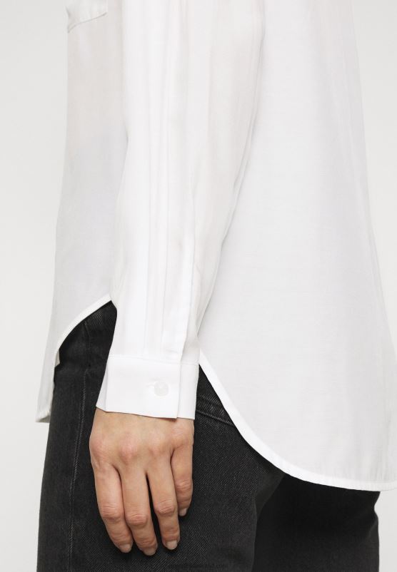Z62T671 Women Anna Field Basic Blouse With Front Pockets Button-Down Blouse Offwhite - Image 4