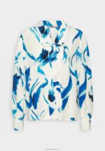 Z62T679 Women Anna Field Button-Down Blouse White, Blue - Image 4